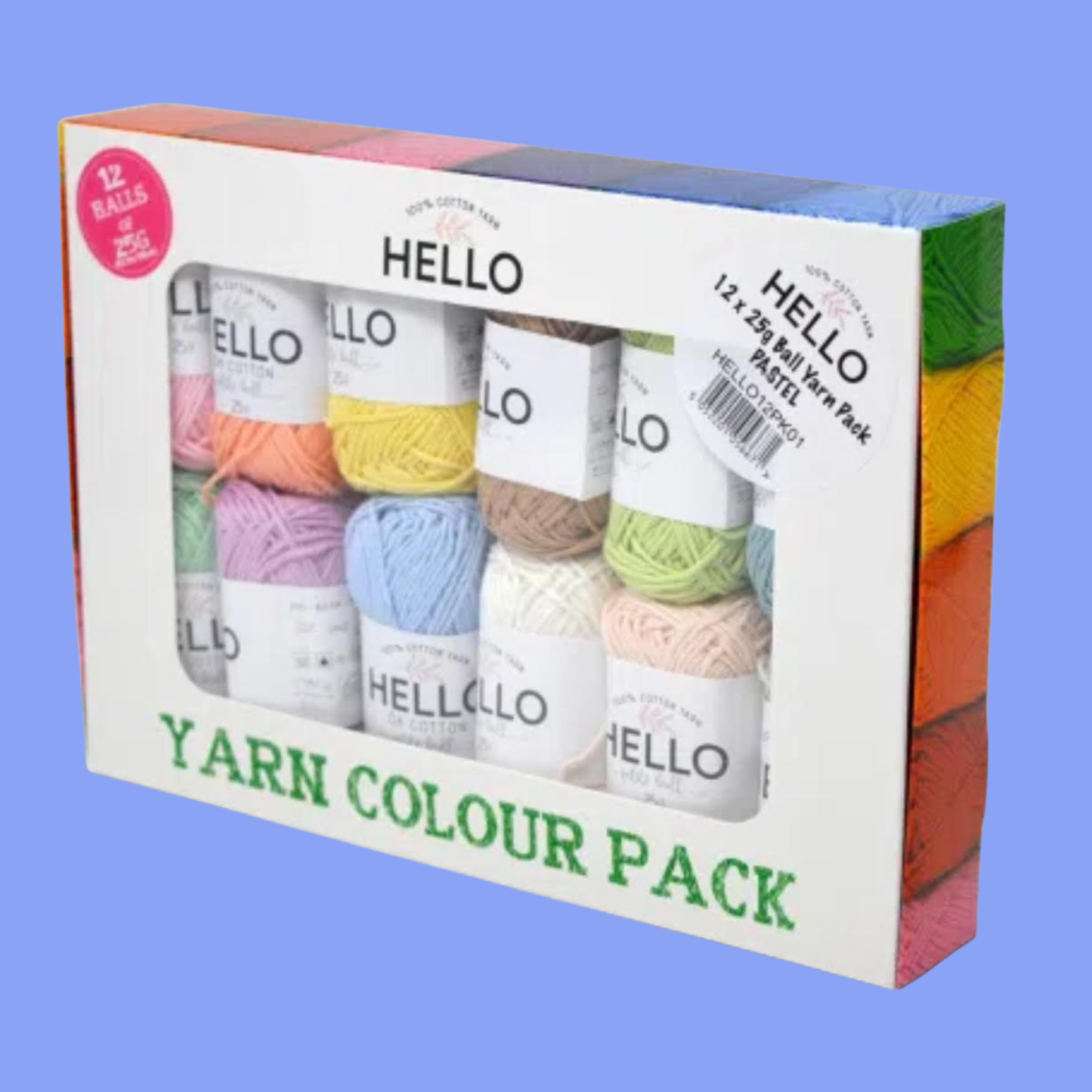 Hello Pastel Cotton Yarn Pack – 12 Colours
