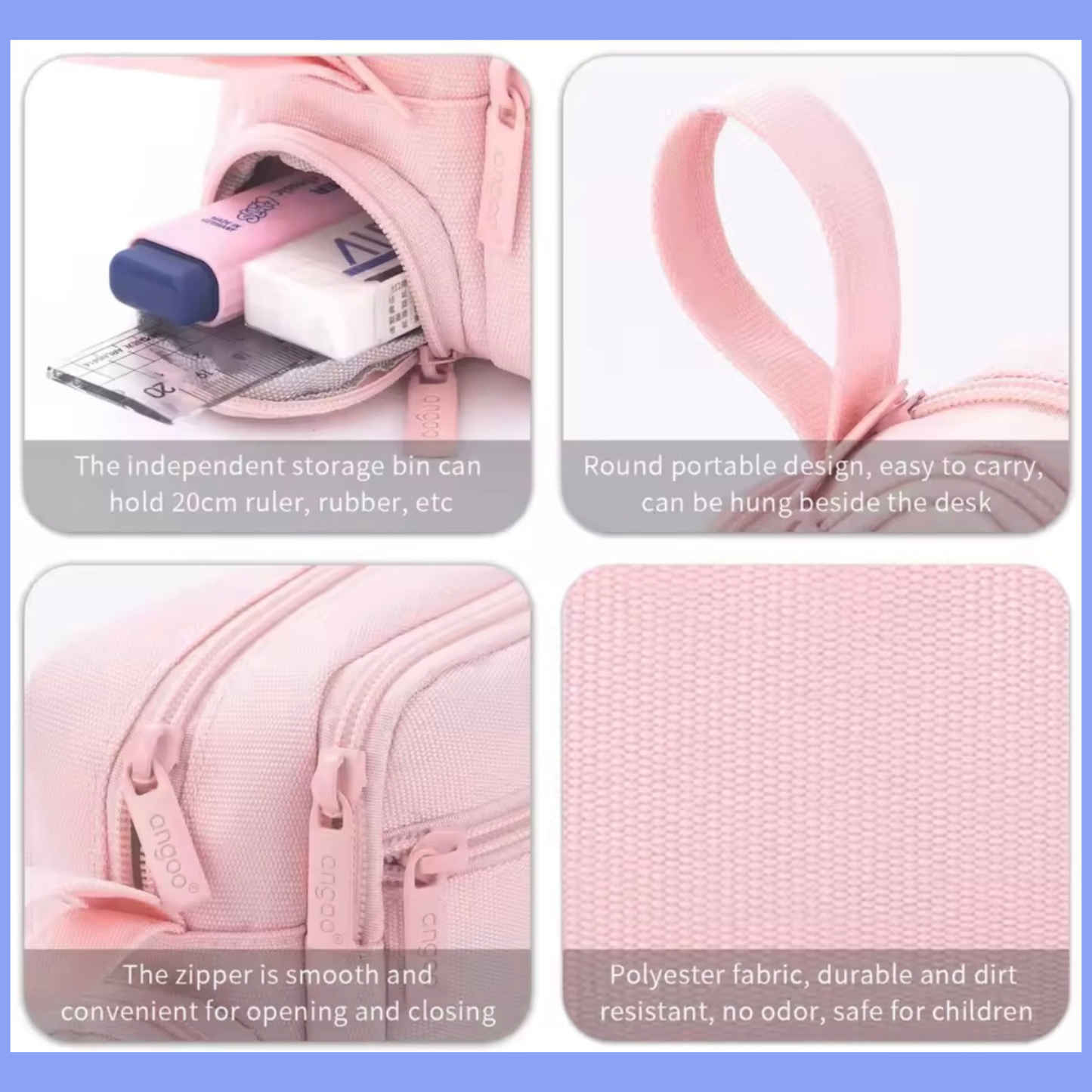 Large 4 Compartment Pencil Case – Zipped Organiser Pouch
