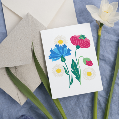 Floral Meadow Cornflower Greetings Card