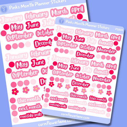 Pinks Month Planner Sticker Sheet