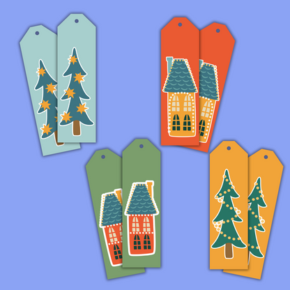 Festive Slim Gift Tags 8pk