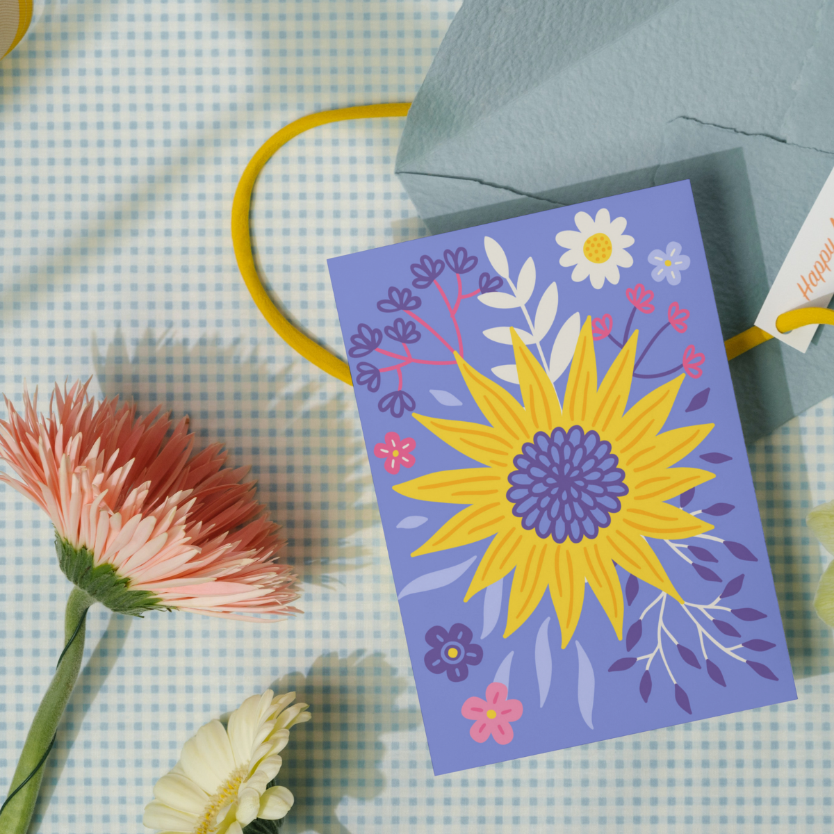 Floral Meadow Sunflower Greetings Card