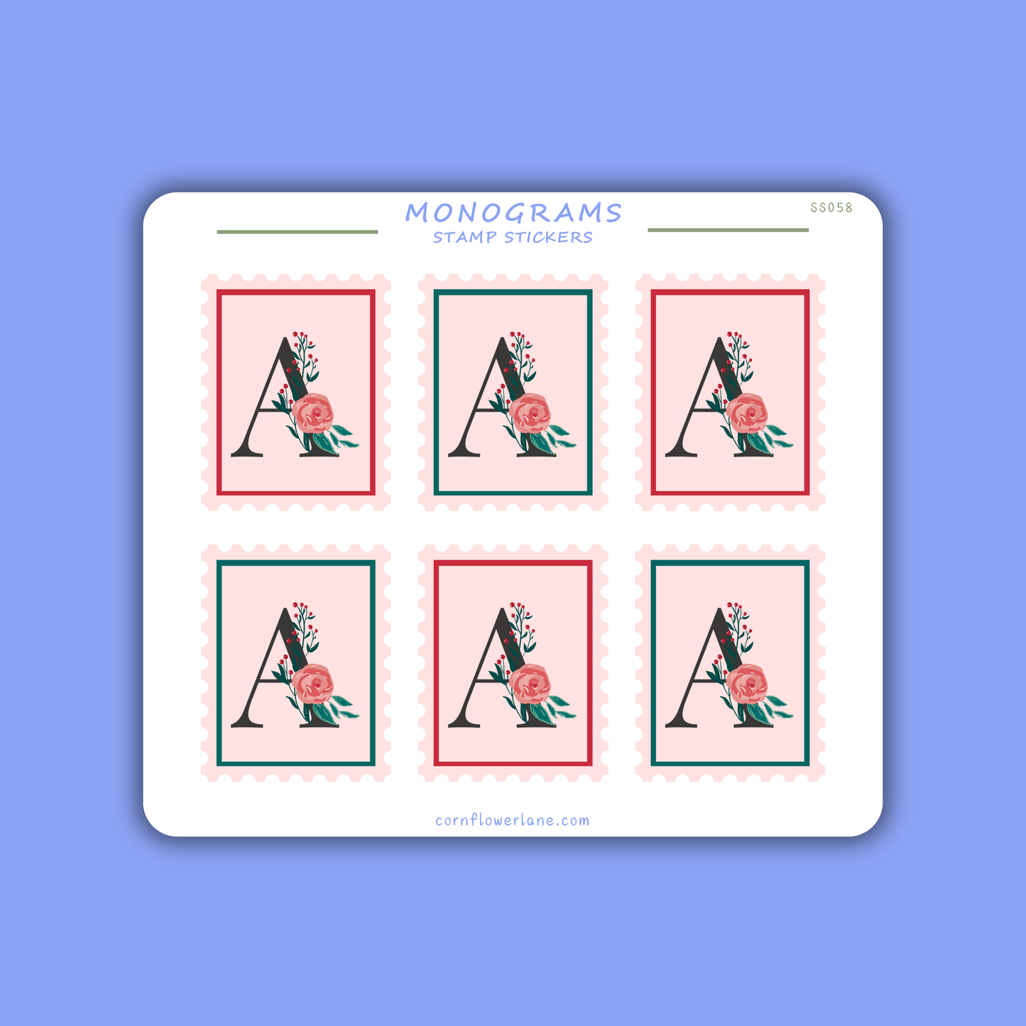 Stamp Stickers - Floral Monogram Collection