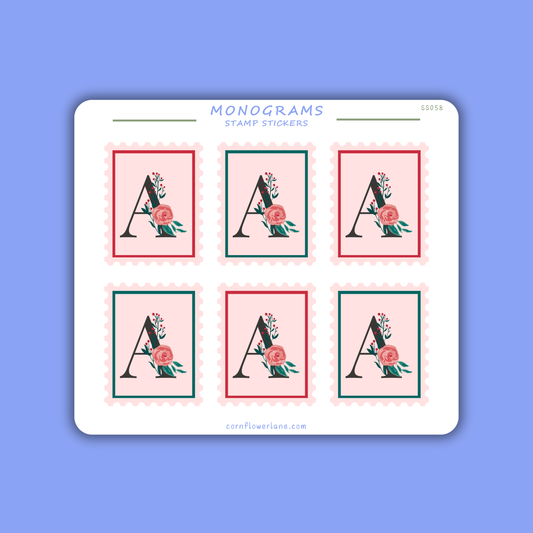 Stamp Stickers - Floral Monogram Collection