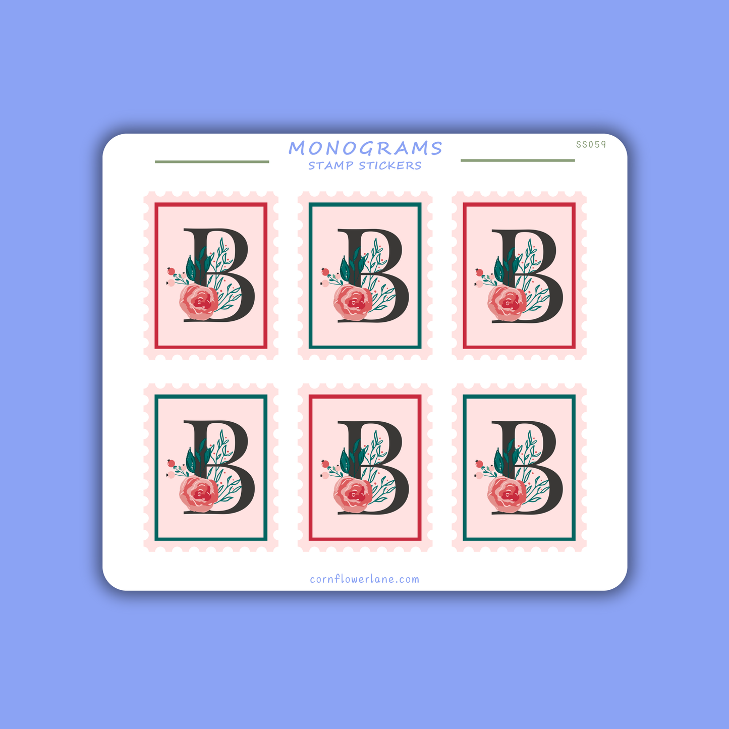 Stamp Stickers - Floral Monogram Collection