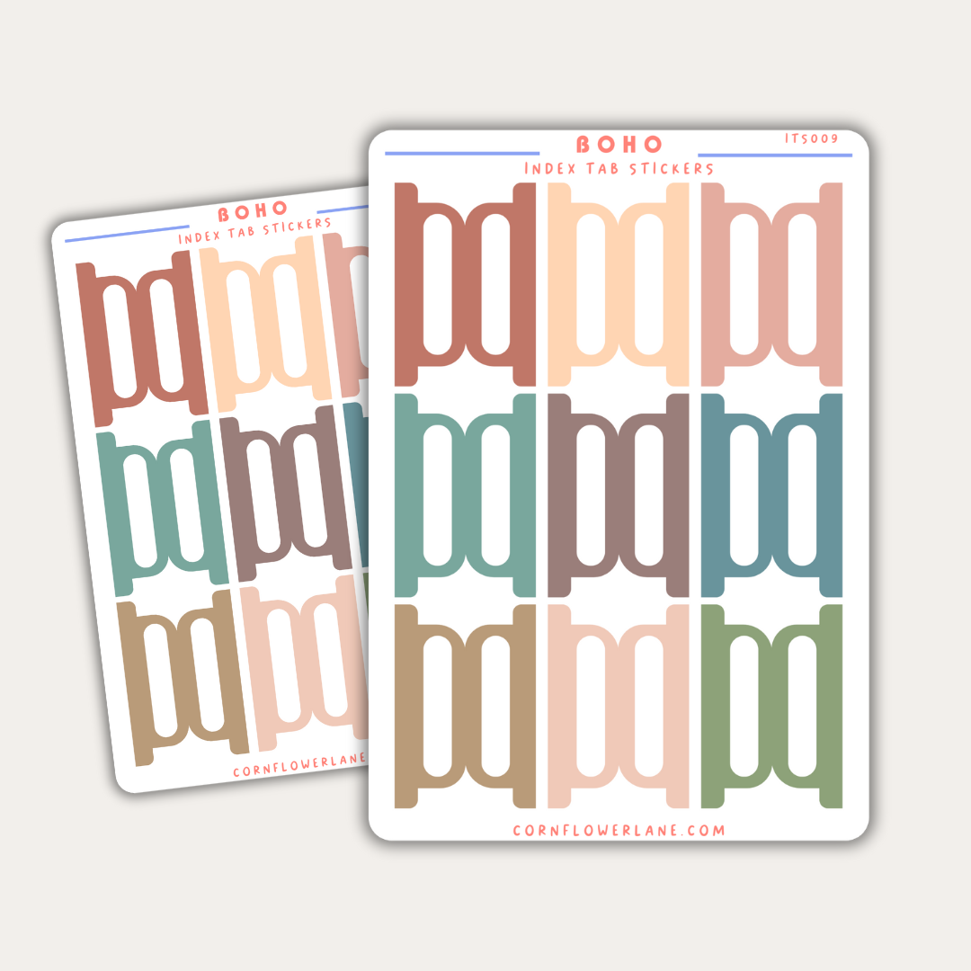 Boho Index Tabs Sticker Sheet