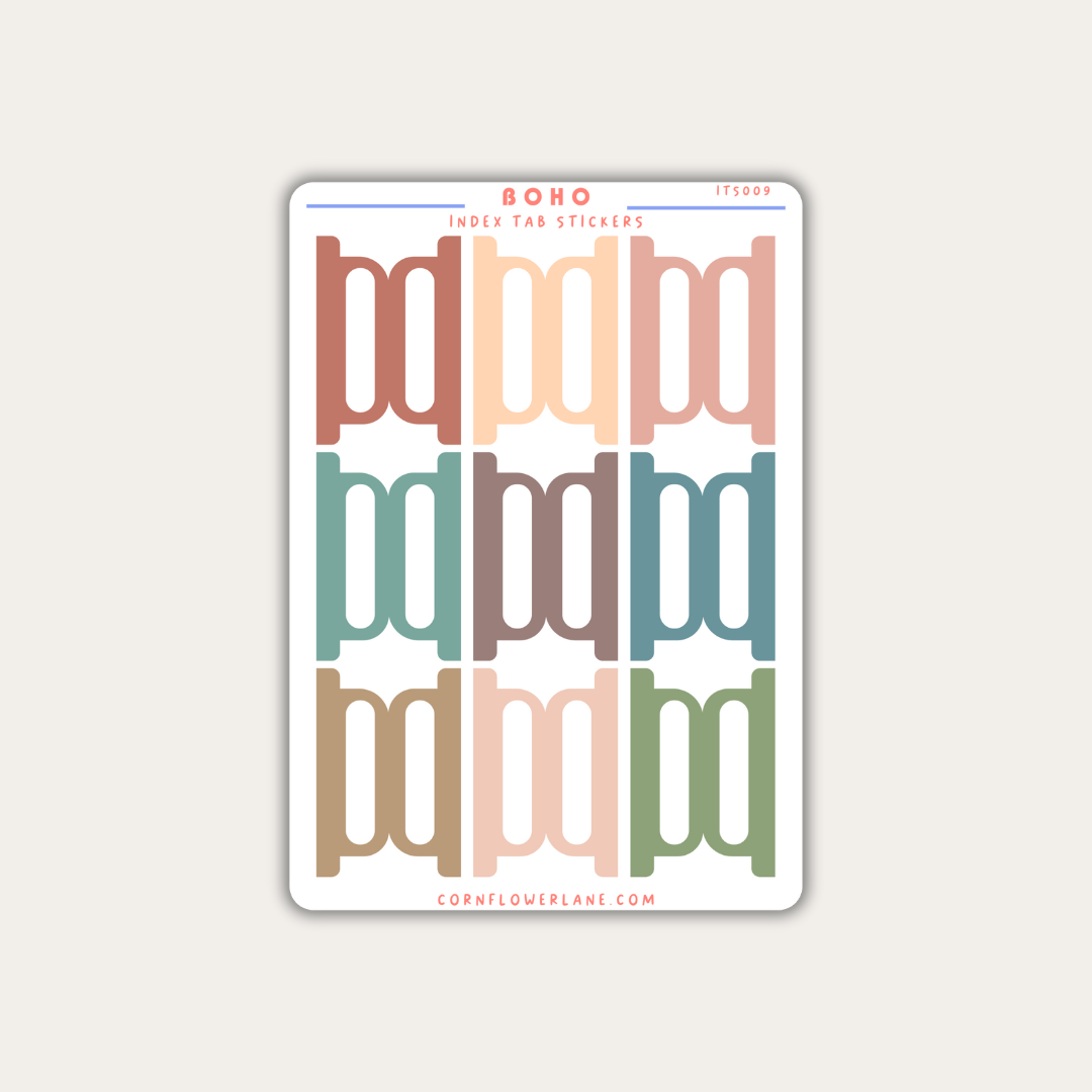 Boho Index Tabs Sticker Sheet