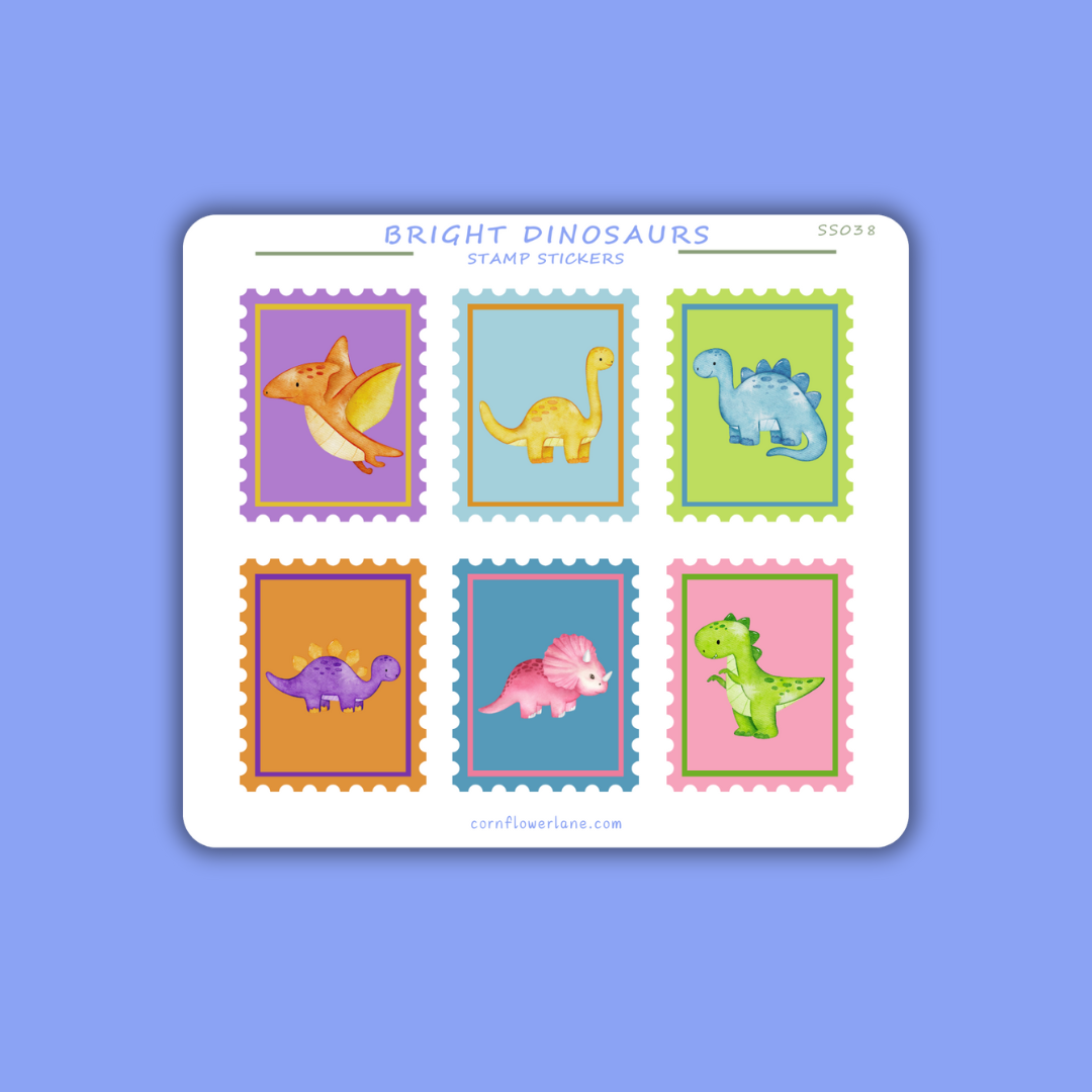 Cute Bright Dinosaurs Stamp Stickers