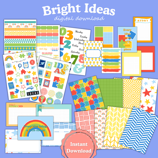 Bright Ideas Digital Paper Craft Kit – Papers, Die Cuts & Cards (Digital Download)