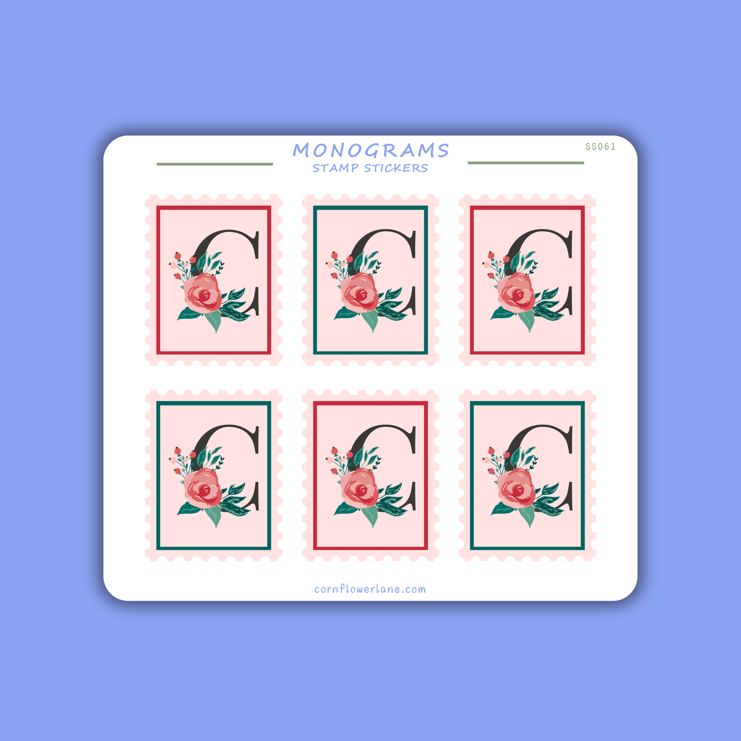 Stamp Stickers - Floral Monogram Collection