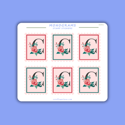 Stamp Stickers - Floral Monogram Collection