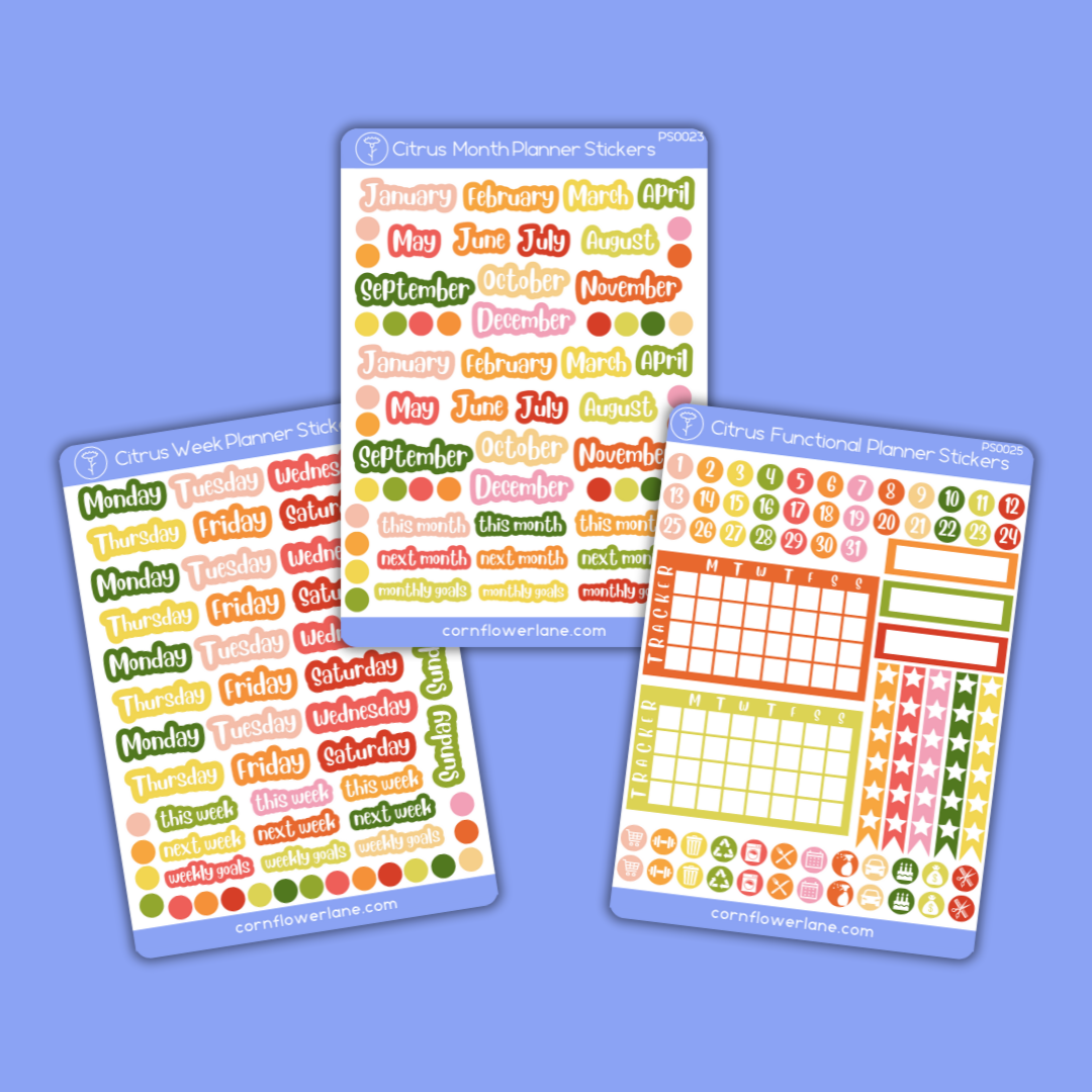 Citrus Functional Planner Sticker Sheet