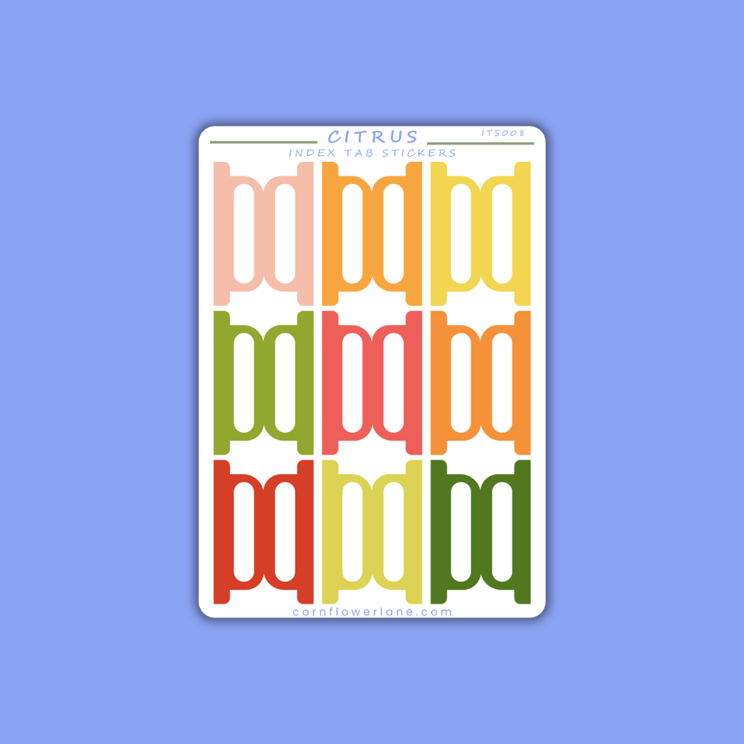 Colour Palette Index Tabs Sticker Sheet