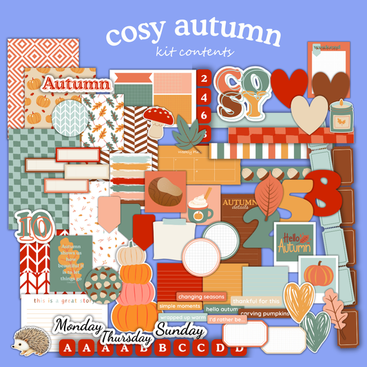 Cosy Autumn Printable Craft Kit – Die Cuts, Papers & Journal Cards (Instant Download)