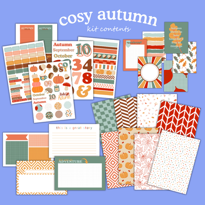 Cosy Autumn Printable Craft Kit – Die Cuts, Papers & Journal Cards (Instant Download)