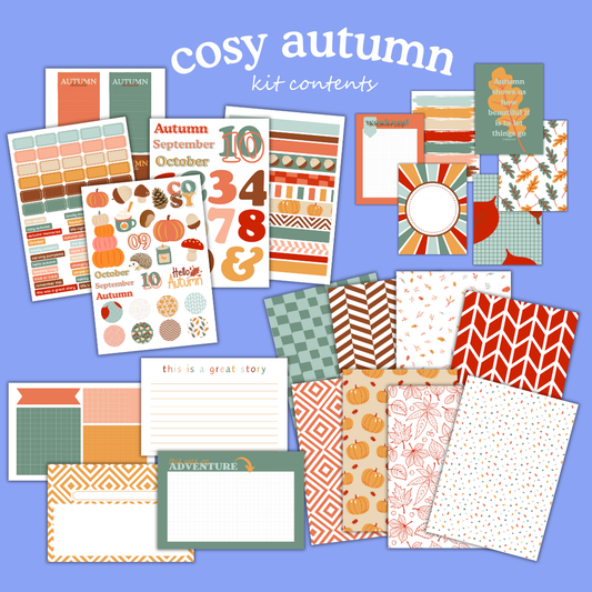 Cosy Autumn Printable Craft Kit – Die Cuts, Papers & Journal Cards (Instant Download)