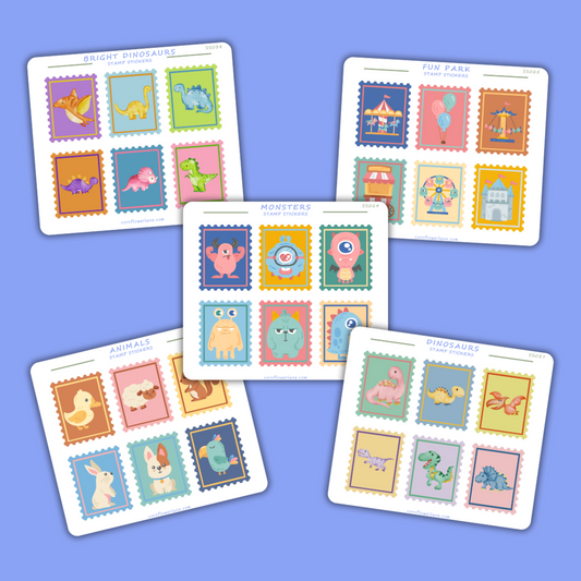 Cute Bright Dinosaurs Stamp Stickers