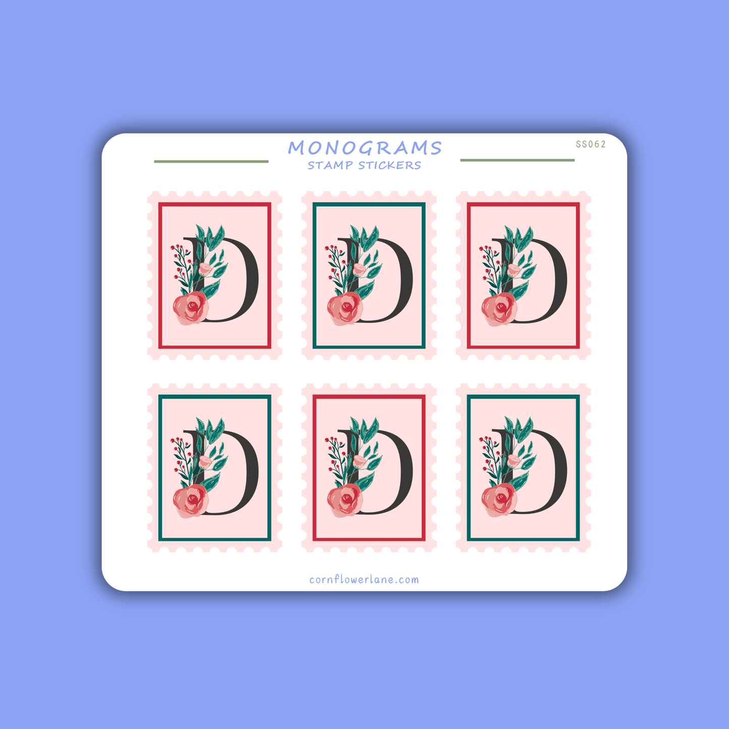 Stamp Stickers - Floral Monogram Collection