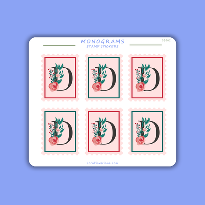 Stamp Stickers - Floral Monogram Collection