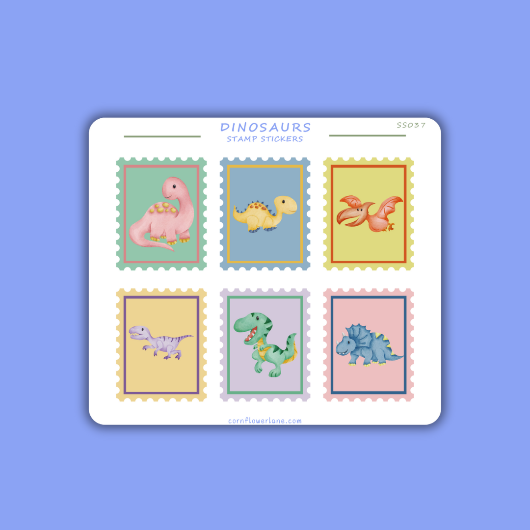 Cute Bright Dinosaurs Stamp Stickers