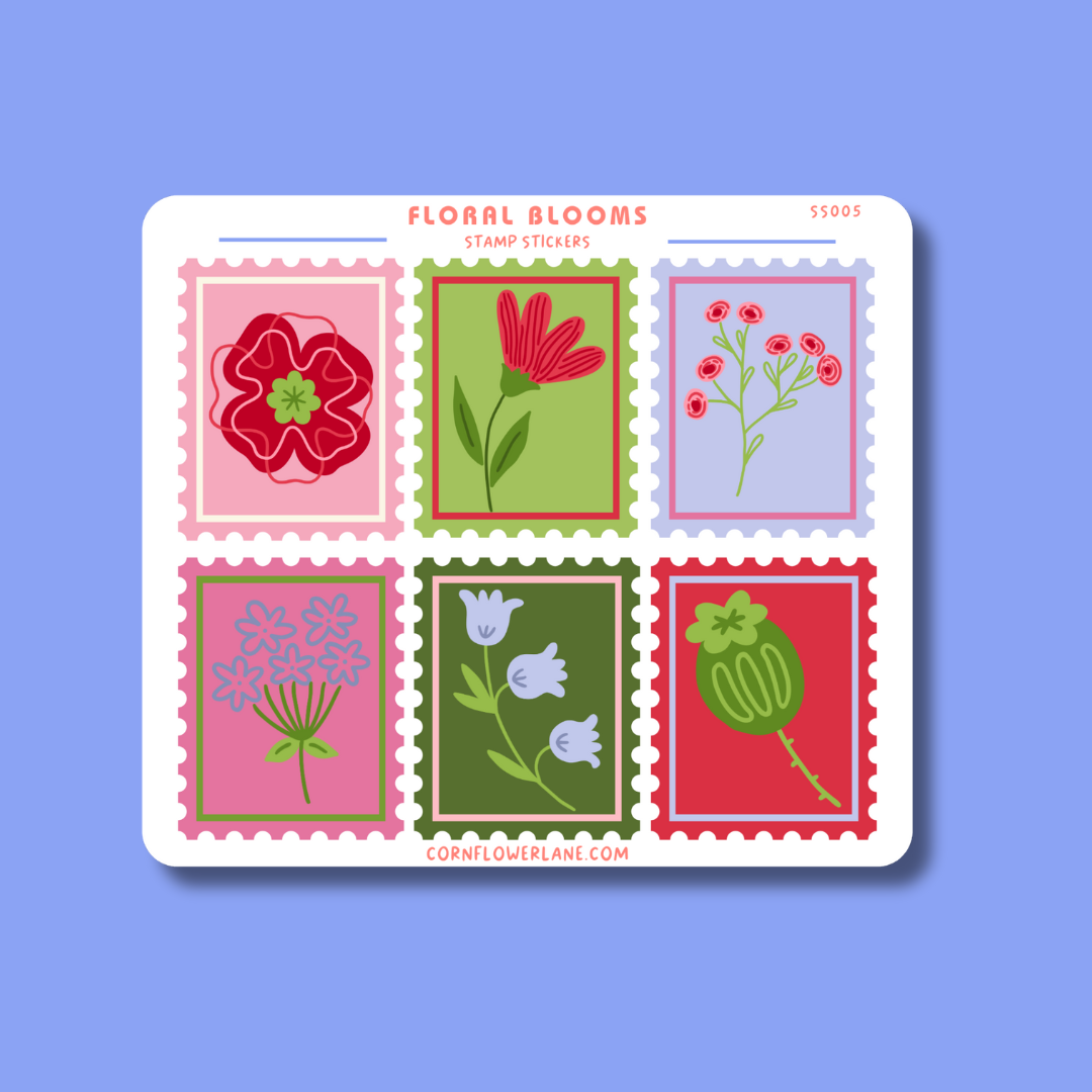 Floral Blooms Stamp Stickers