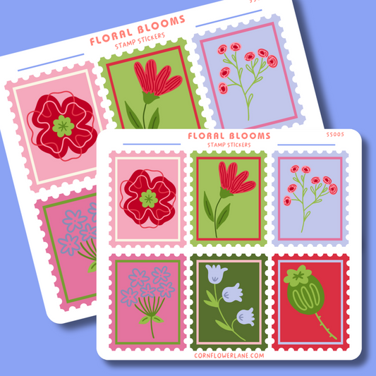 Floral Blooms Stamp Stickers