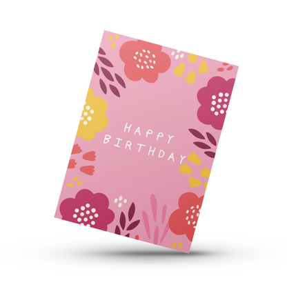 Floral Garden Happy Birthday Card