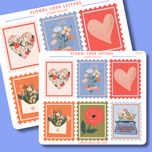 Floral Love Letters Stamp Stickers