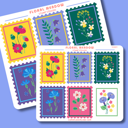 Floral Meadow Stamp Stickers