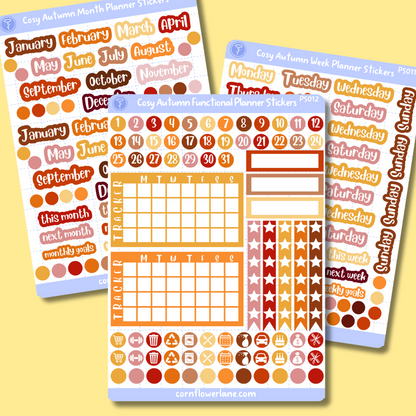 Cosy Autumn Functional Planner Sticker Sheet