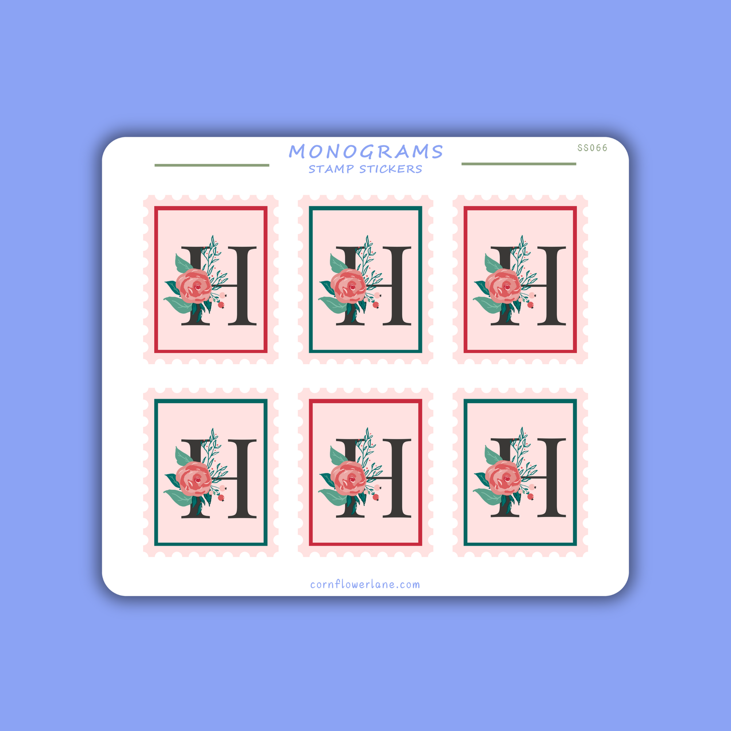 Stamp Stickers - Floral Monogram Collection