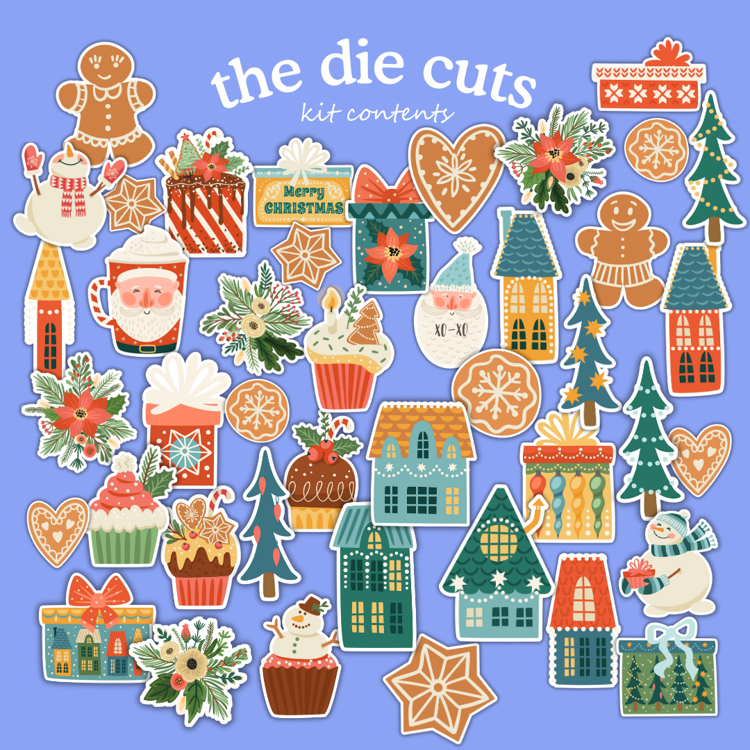 Handmade Christmas Digital Craft Kit – Papers, Die Cuts & Cards (Digital Download)