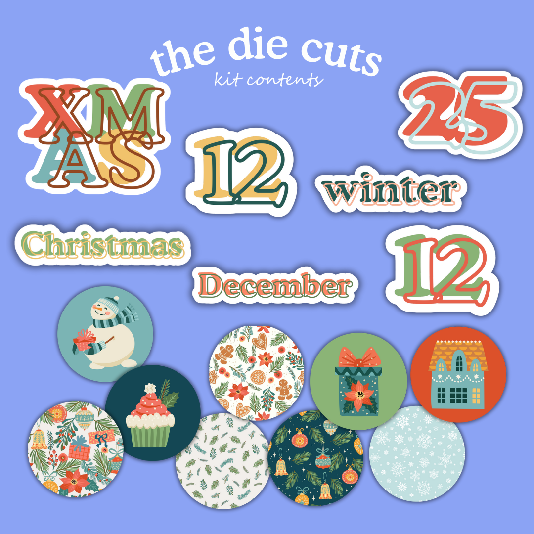 Handmade Christmas Digital Craft Kit – Papers, Die Cuts & Cards (Digital Download)