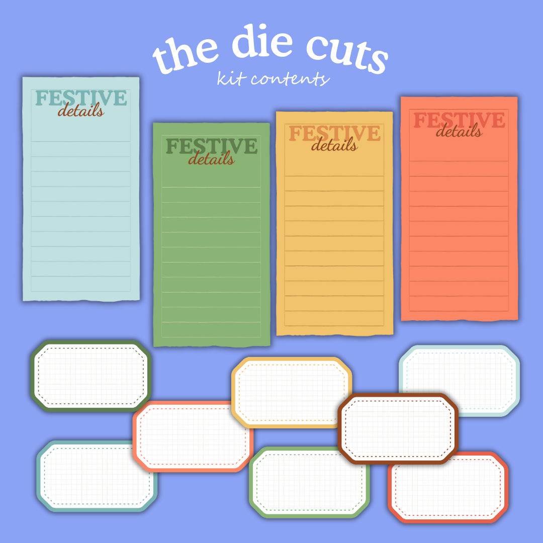 Handmade Christmas Digital Craft Kit – Papers, Die Cuts & Cards (Digital Download)