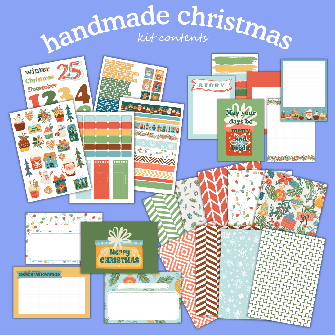 Handmade Christmas Digital Craft Kit – Papers, Die Cuts & Cards (Digital Download)