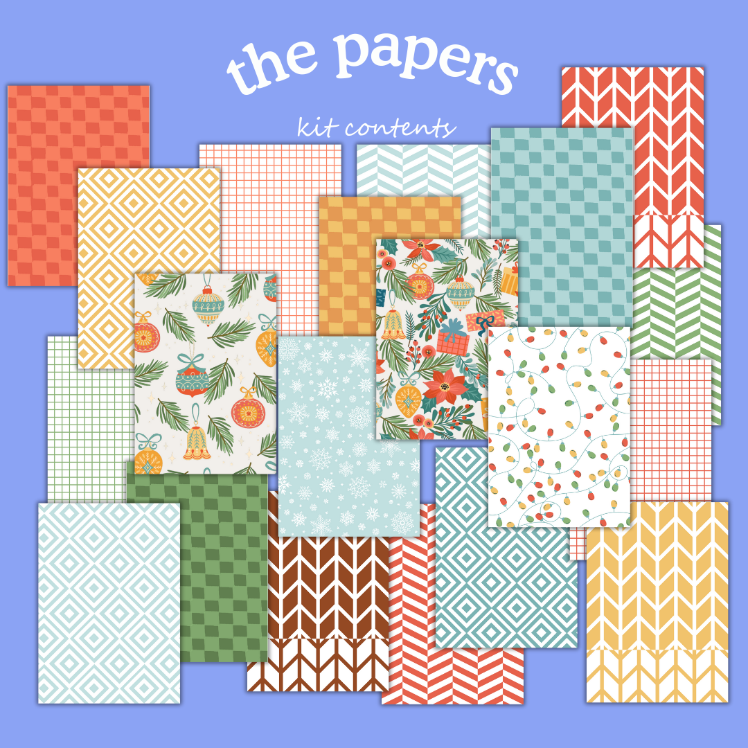 Handmade Christmas Digital Craft Kit – Papers, Die Cuts & Cards (Digital Download)