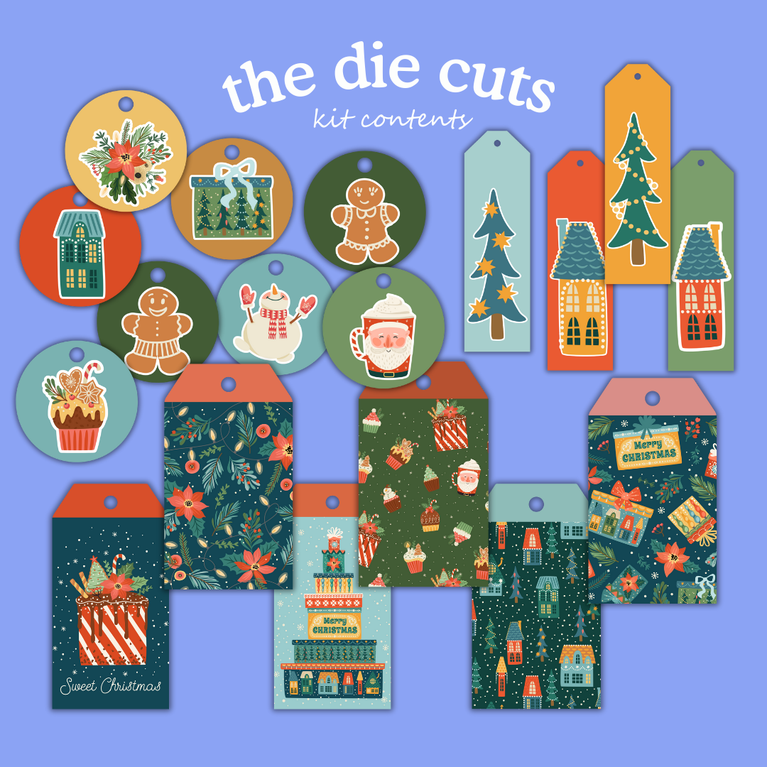 Handmade Christmas Digital Craft Kit – Papers, Die Cuts & Cards (Digital Download)
