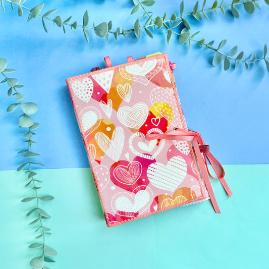 Handmade Soft Cover Journal - Pink Hearts