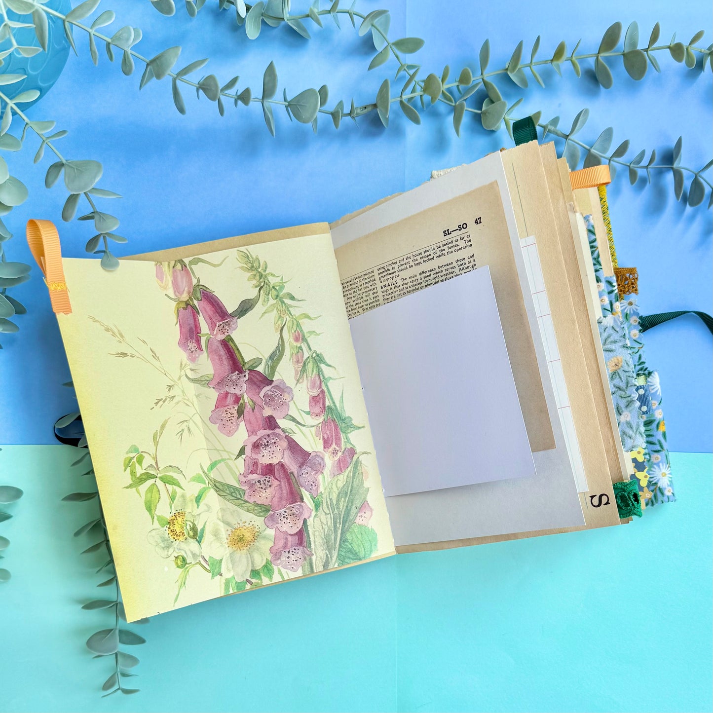 Handmade Soft Cover Journal - Blues & Yellow