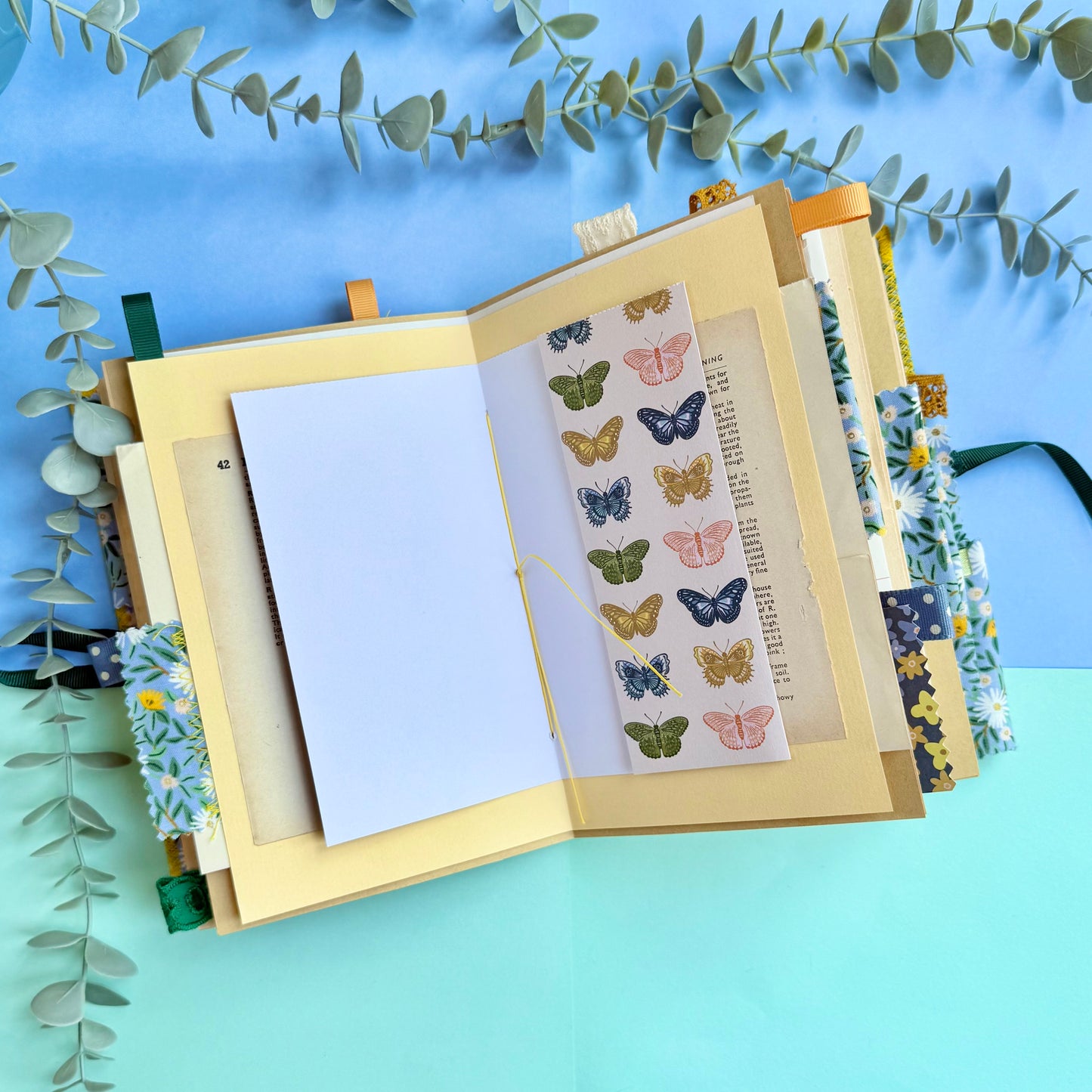 Handmade Soft Cover Journal - Blues & Yellow
