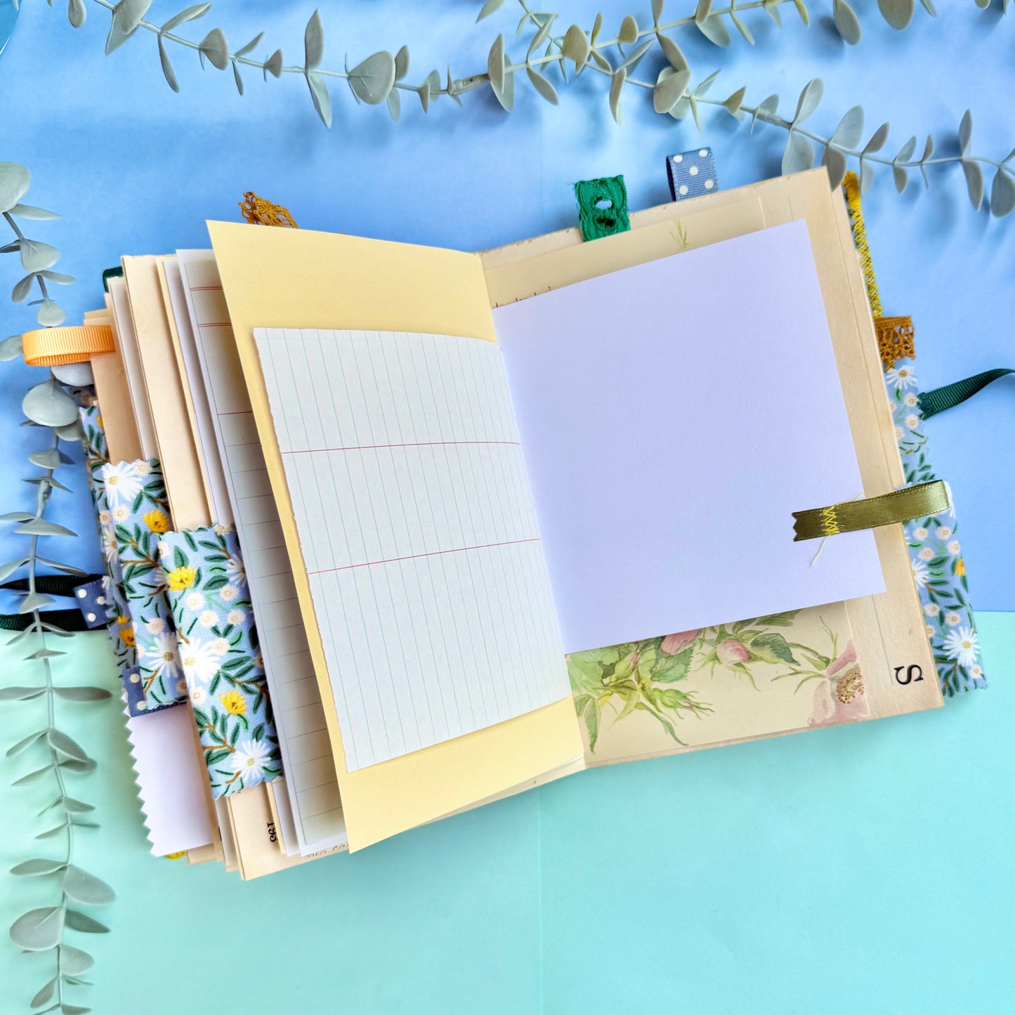 Handmade Soft Cover Journal - Blues & Yellow
