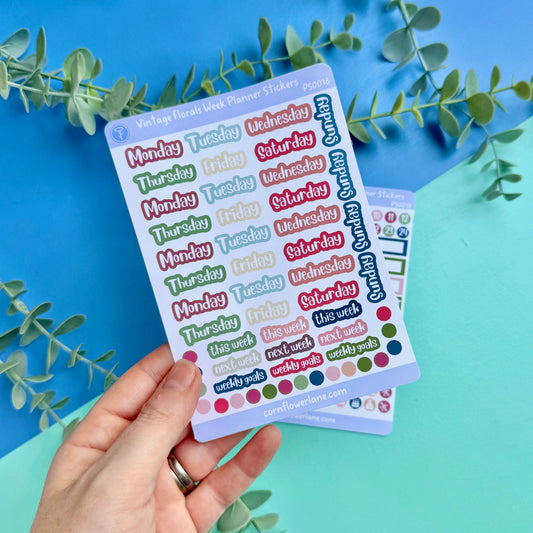 Vintage Floral A6 Planner Stickers