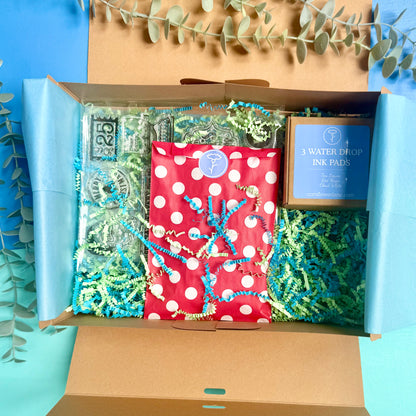 Festive Stamping Craft Kit – Silicone Stamp Set, Acrylic Blocks & Ink Pads