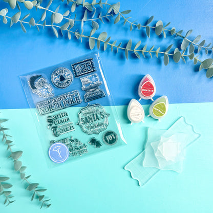 Festive Stamping Craft Kit – Silicone Stamp Set, Acrylic Blocks & Ink Pads