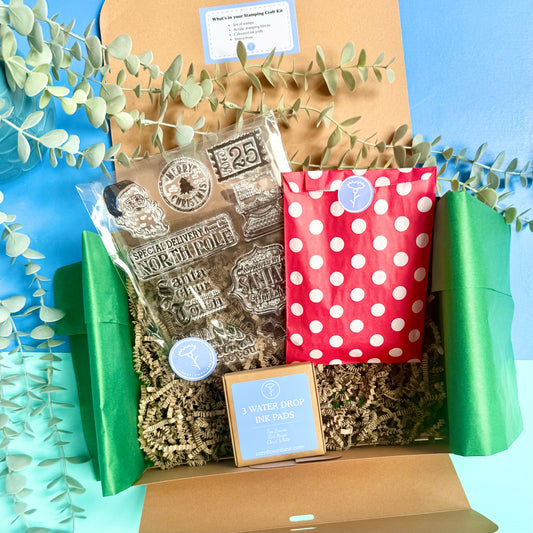 Festive Stamping Craft Kit – Silicone Stamp Set, Acrylic Blocks & Ink Pads