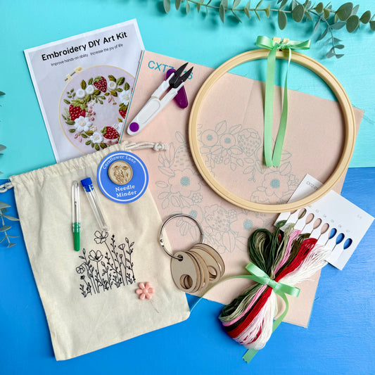 Strawberry Wreath Embroidery Kit – All-In-One Craft Gift