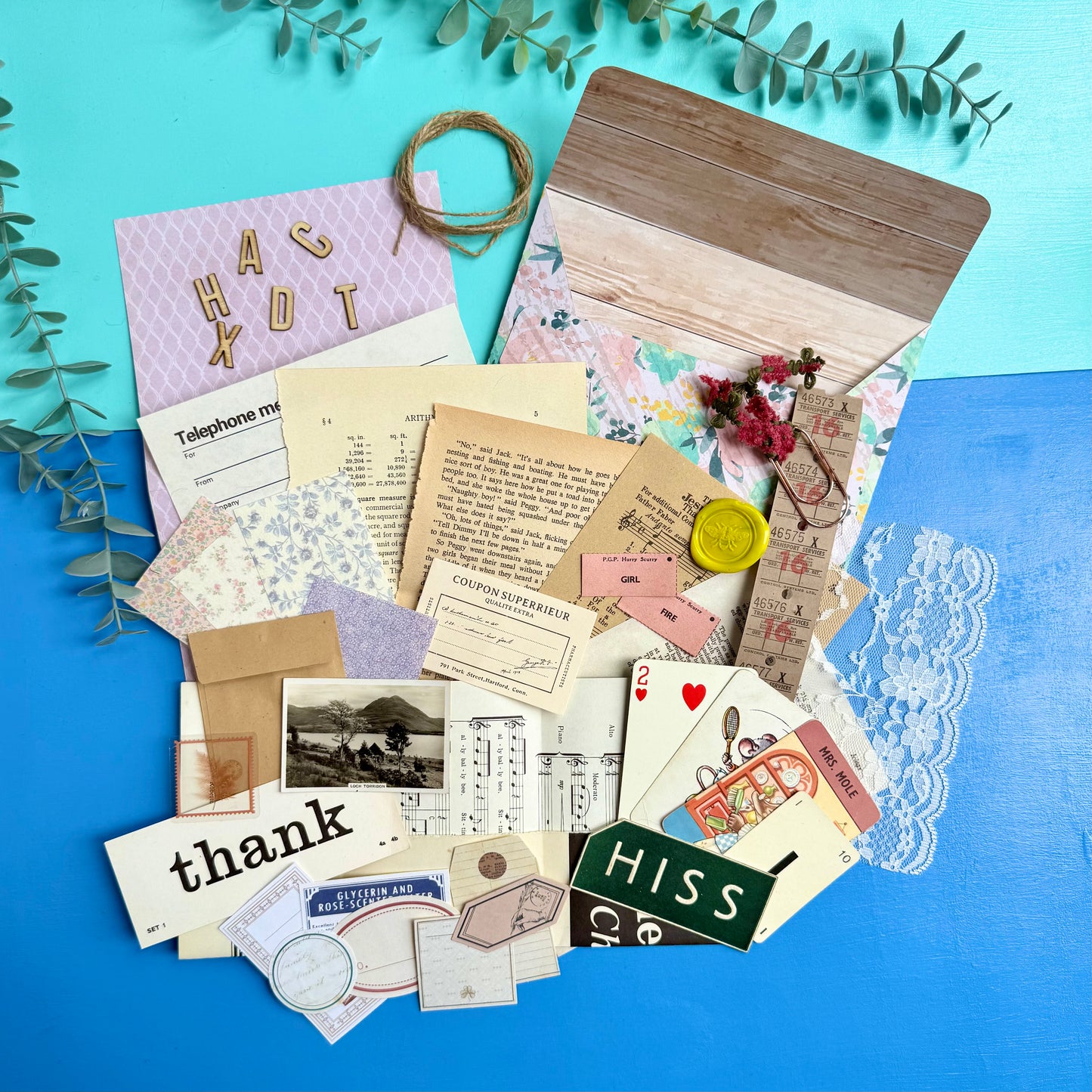Vintage Paper Craft Kits - Green Flowers & Foliage