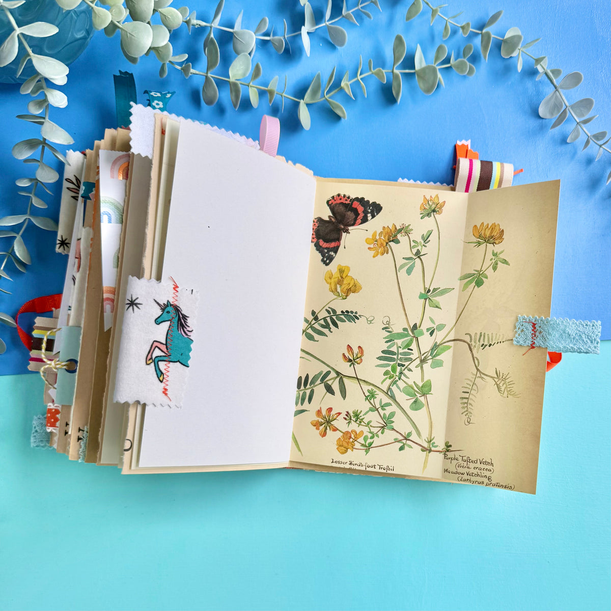Handmade Junk Journal Unicorn, Rainbow Whimsical Cover