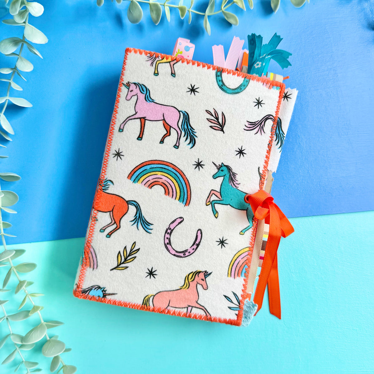 Handmade Junk Journal Unicorn, Rainbow Whimsical Cover