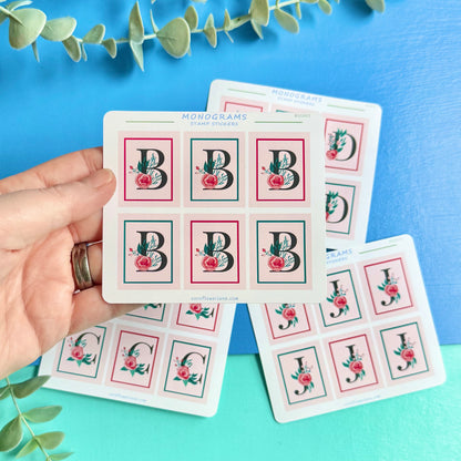 Stamp Stickers - Floral Monogram Collection